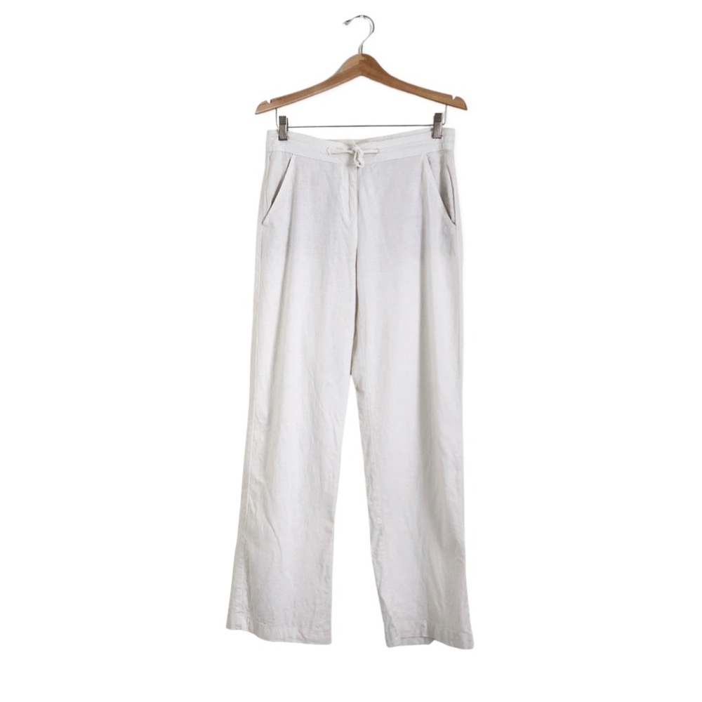 White Linen Reitmans Wide Leg Tie Waist Pants